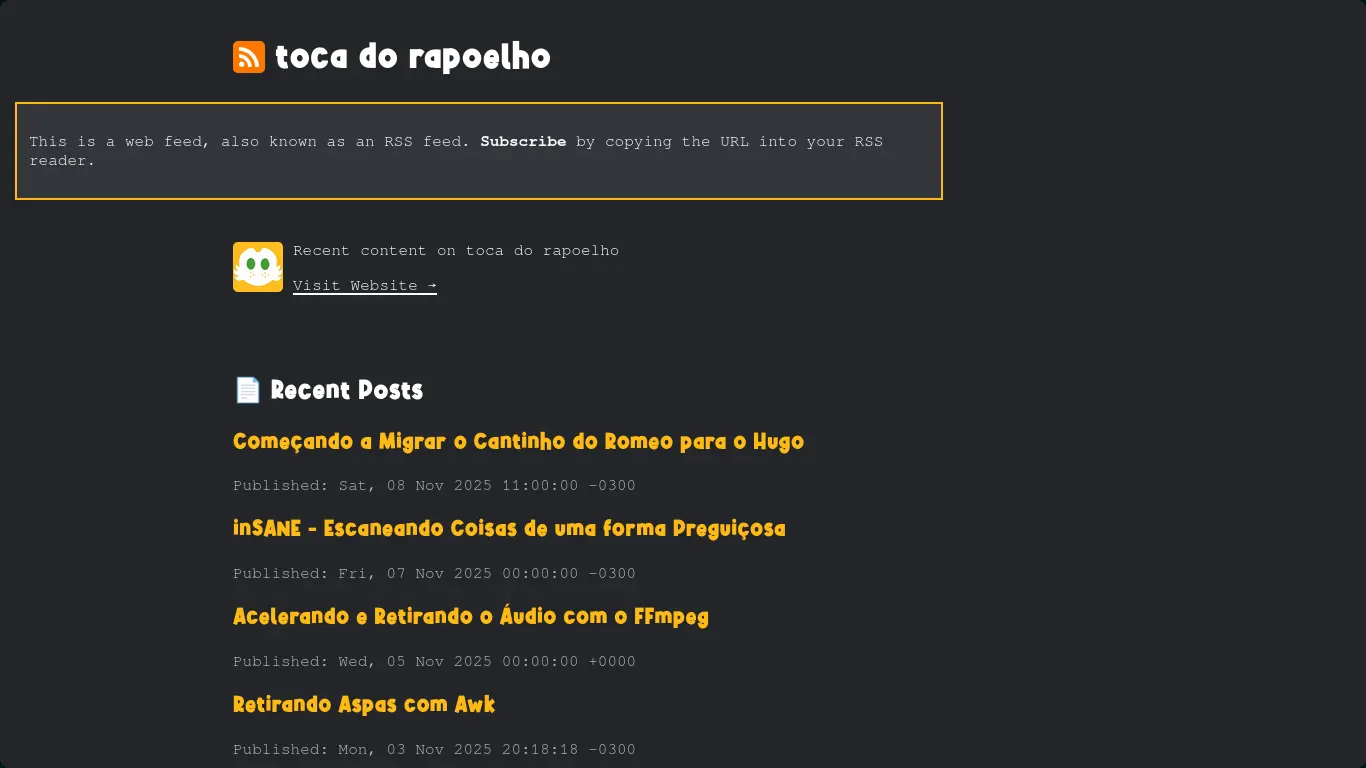 Feed RSS gerado pelo Hugo