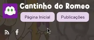 Menu do Site no Cabeçalho da Página Inicial