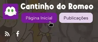 Menu do Site no Cabeçalho da Página Inicial, com o mouse em cima do item