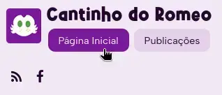 Menu do Site em outras páginas com o mouse em cima do item