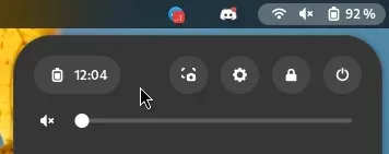 Uma pequena mudança, mas que é bem útil: O tempo restante nas Configurações Rápidas do Gnome