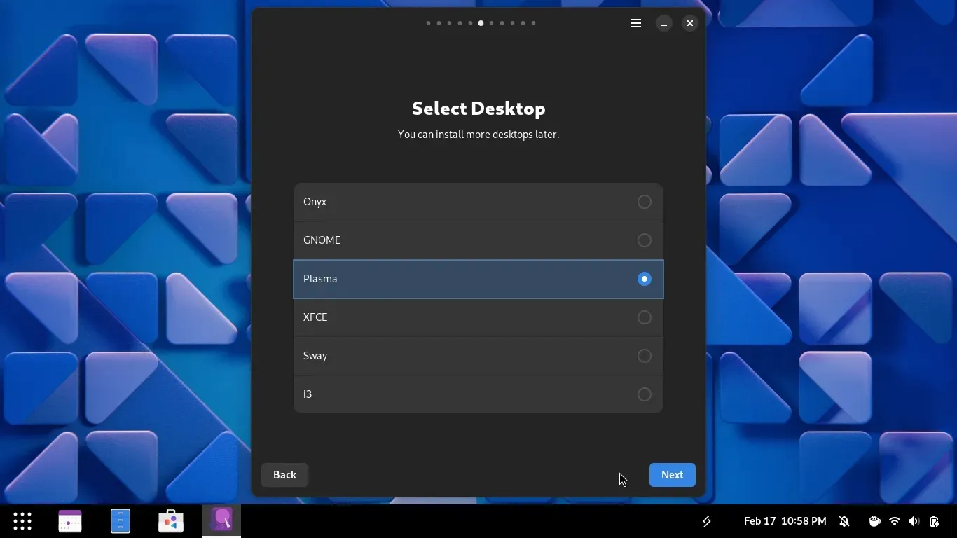 Escolha do Desktop que será instalado