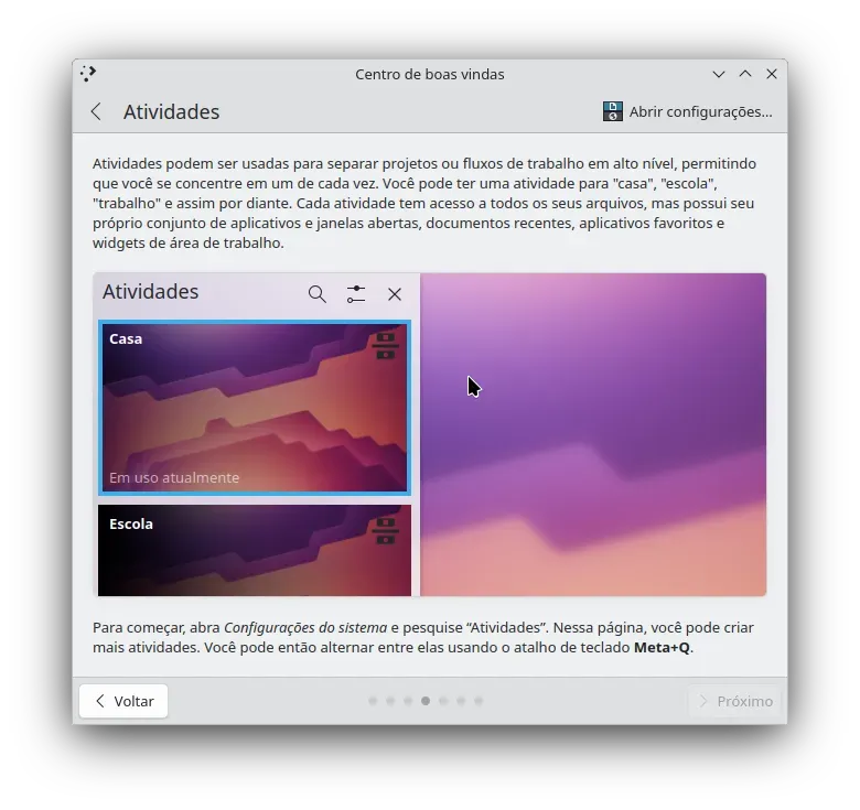 Apesar de ter o mesmo nome do menu principal do Gnome, o funcionamento é bem diferente
