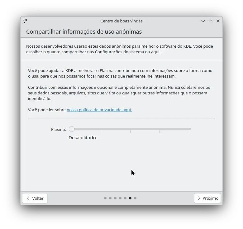 Escolhendo o nível de Telemetria