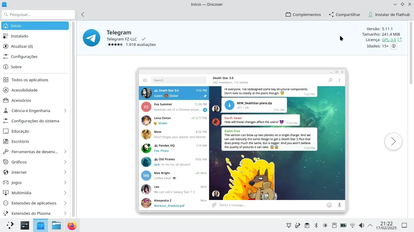 Usando a Discover para instalar os aplicativos que eu uso