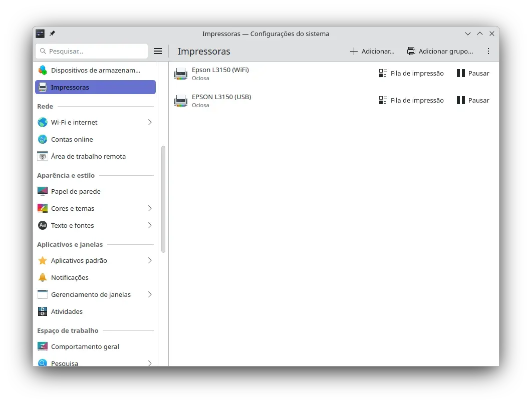 … e assim, adicionei ela tanto no WiFi quanto no Cabo