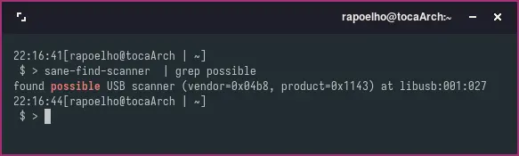 … mas assim como o scanimage -L, dá pra limpar a saída desse comando. Comecemos pelo o que realmente pode ser um Scanner…