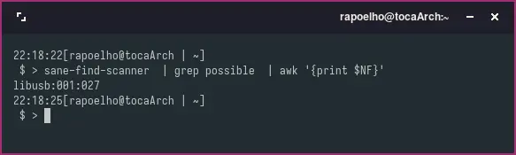 … para assim, obter parte do ID do Scanner.