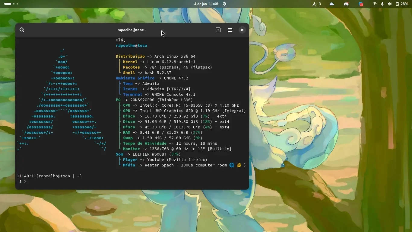 Arch Linux instalado em meu notebook