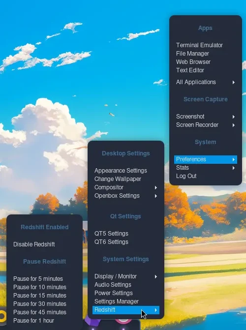 Somente algo para configurar o Filtro de Luz Azul do sistema