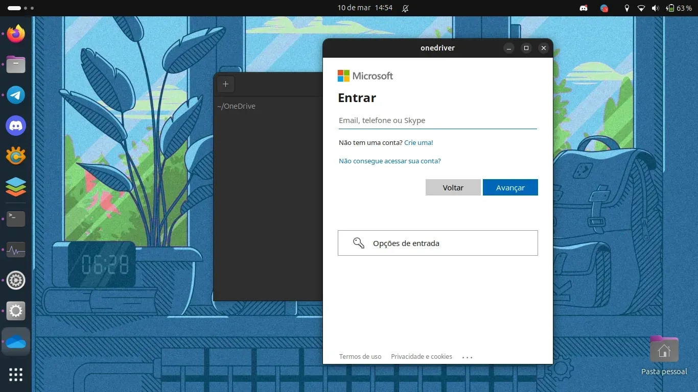 Fazendo o Login na Conta Microsoft