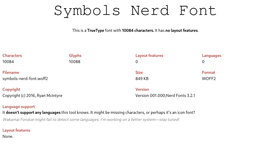 A Symbols Nerd Font com mais de dez mil caracteres