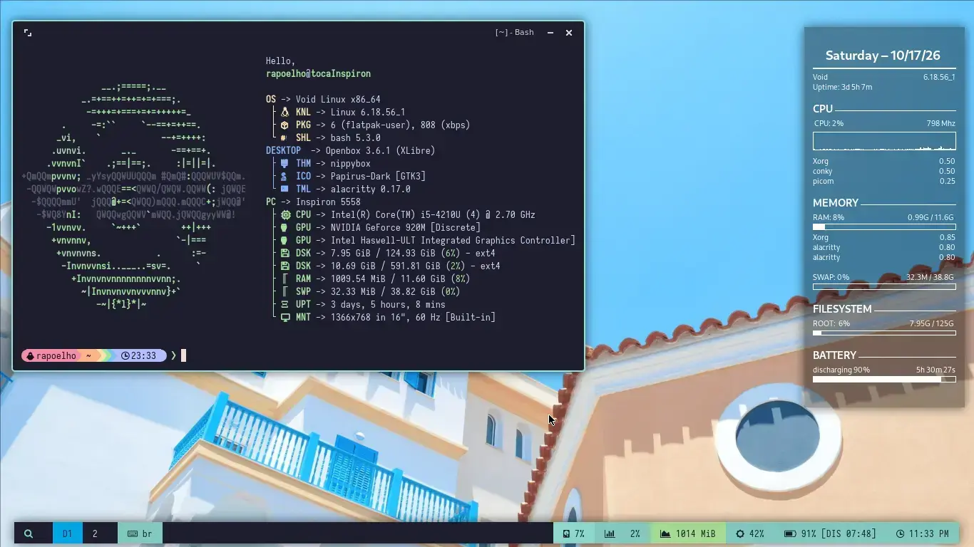 Nippybox novo rodando no meu velho Inspiron 5558