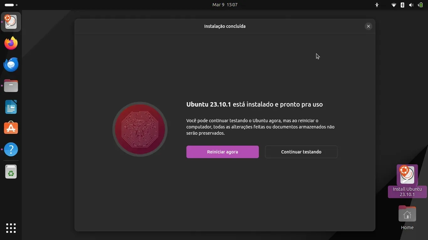 Instalação terminada!