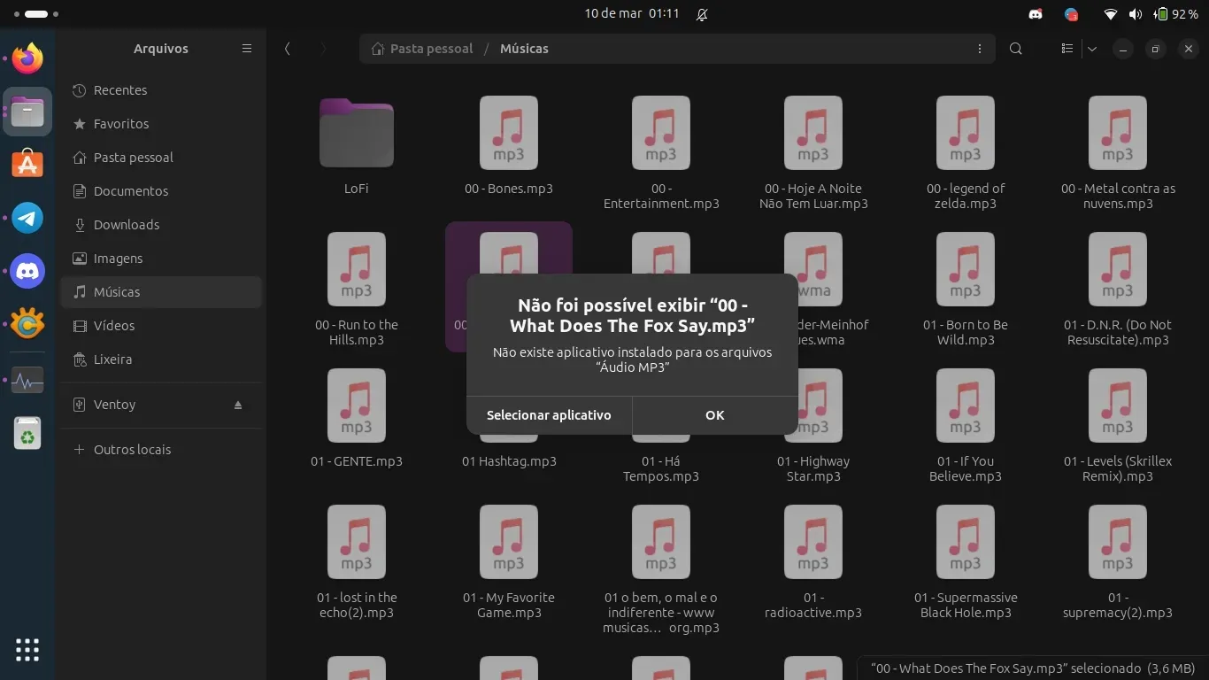 Não há aplicativo para ouvir Música na instalação padrão do Ubuntu 23.10