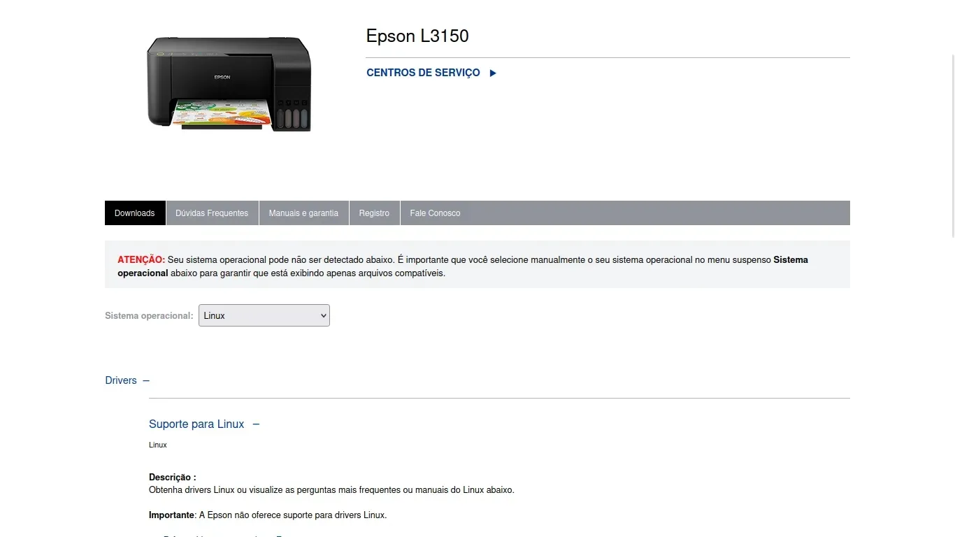 Minha Epson L3150, sem suporte oficial ao Linux