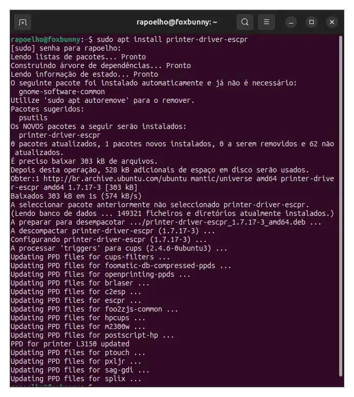 Instalando os Drivers da minha Epson
