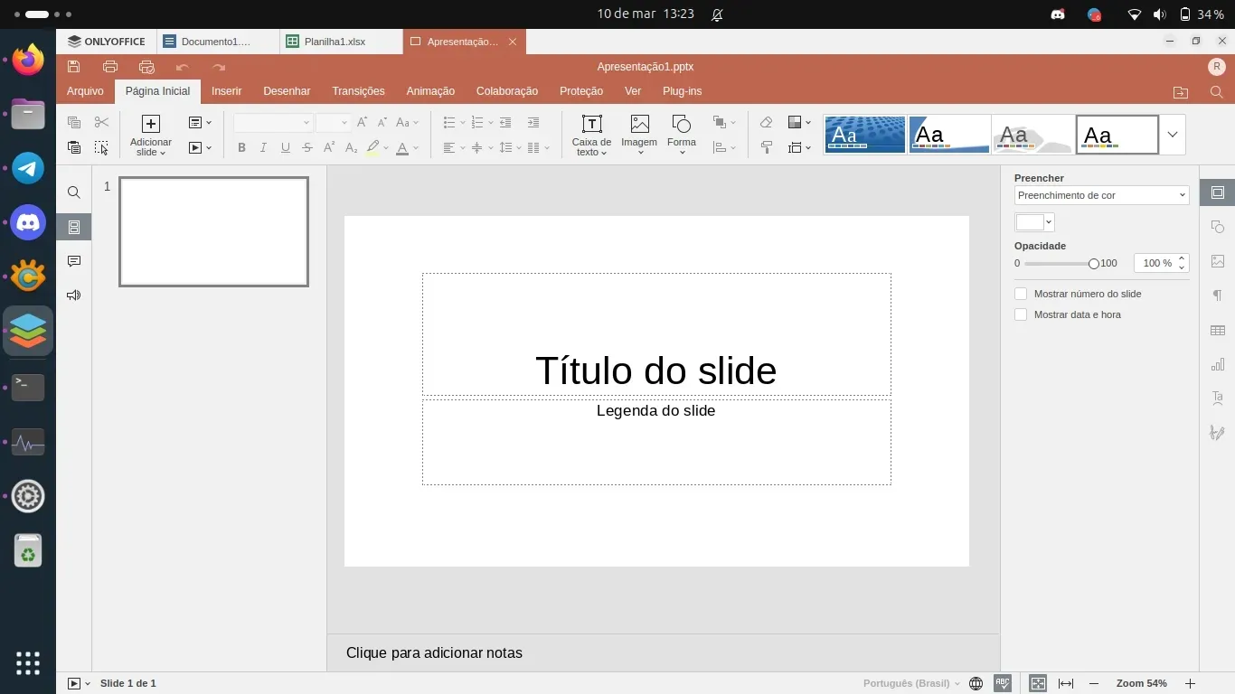 Editor de Apresentações do OnlyOffice
