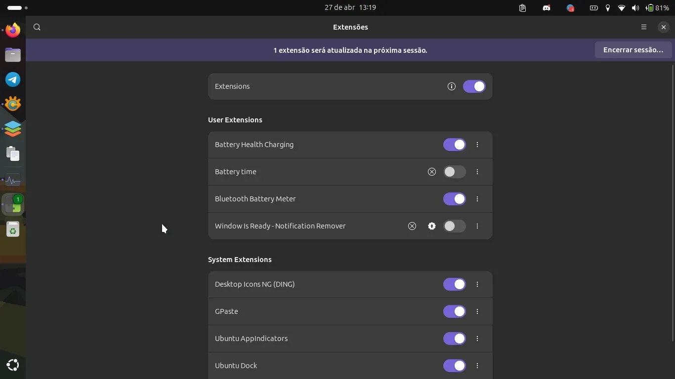 Extensões, um dos maiores problemas do Gnome