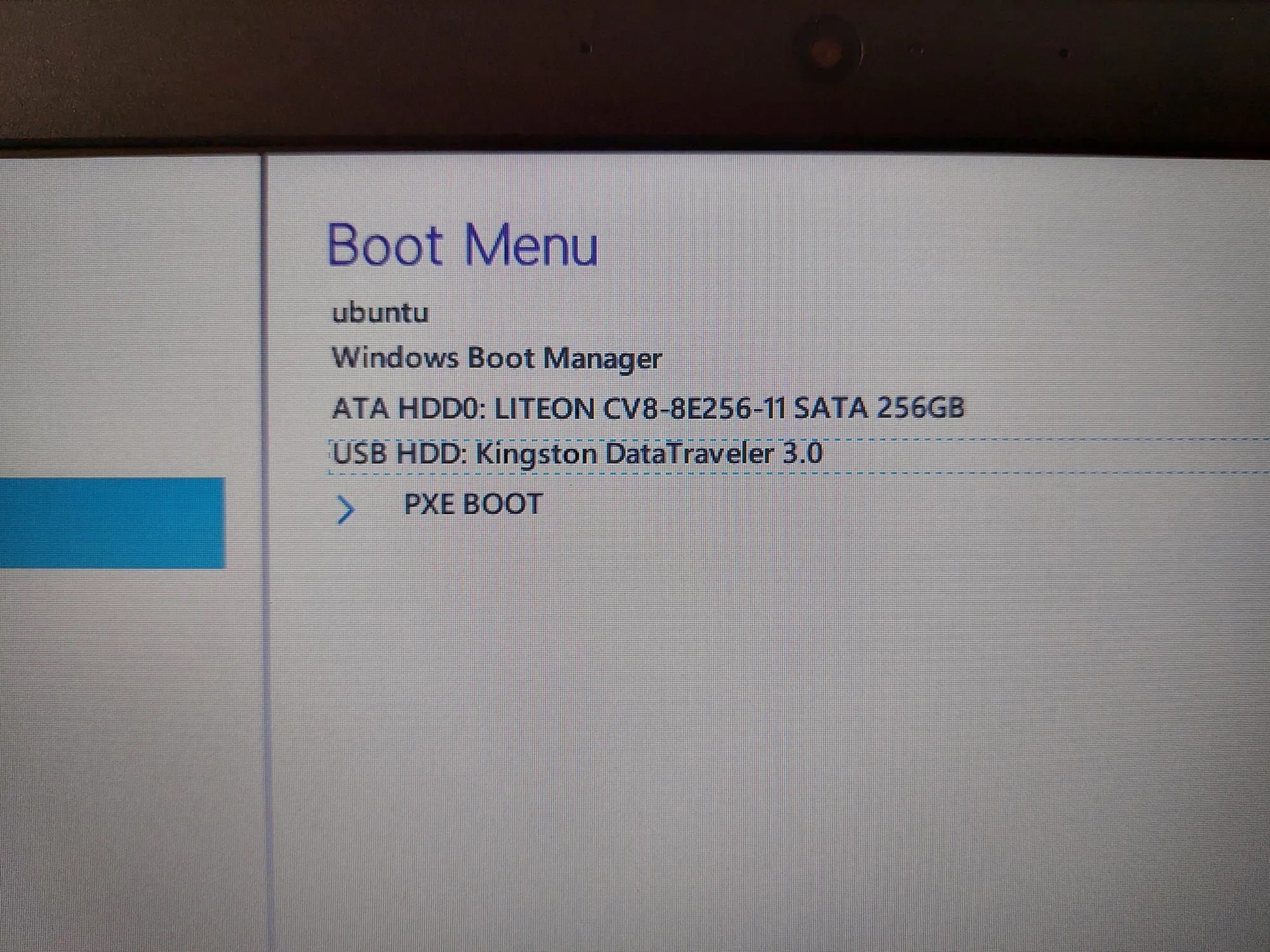 Escolhendo o Pendrive para iniciar.