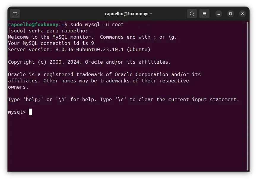 Terminal do MySQL
